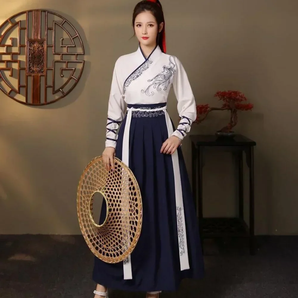 Vintage Style Women Fashion - Nowoczesny damski zestaw Hanfu: top i
