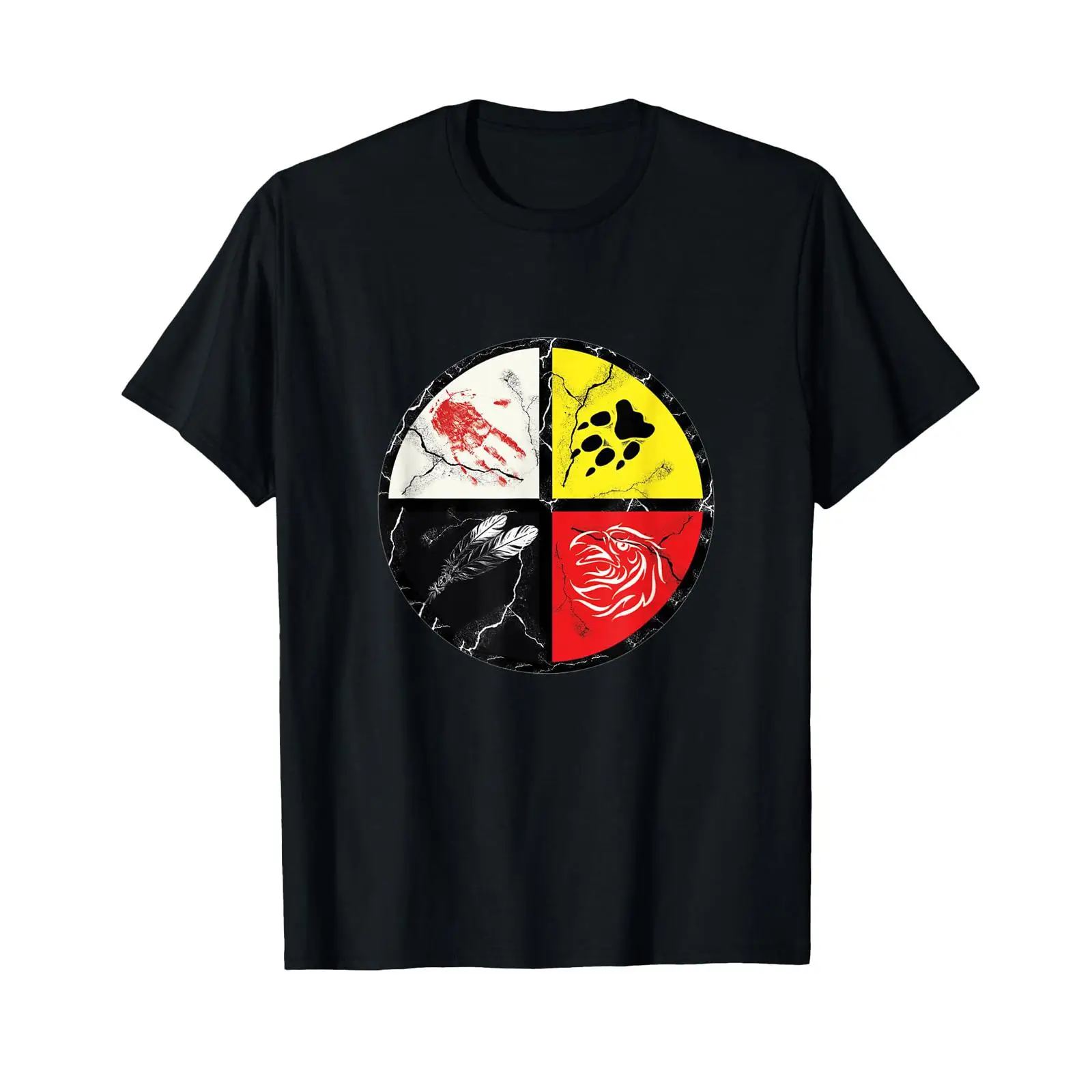 Vintage Fashion Wheel - Koszulka z motywem Indyjskiego Koła Medycyny,