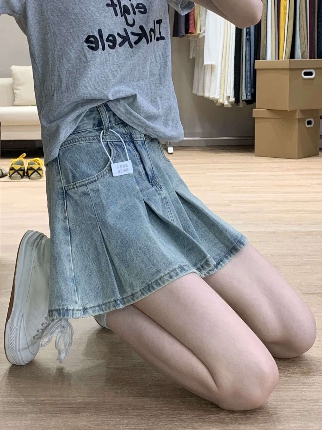 Vintage Fashion Jeans - Damska spódnica dżinsowa z wysokim stanem,