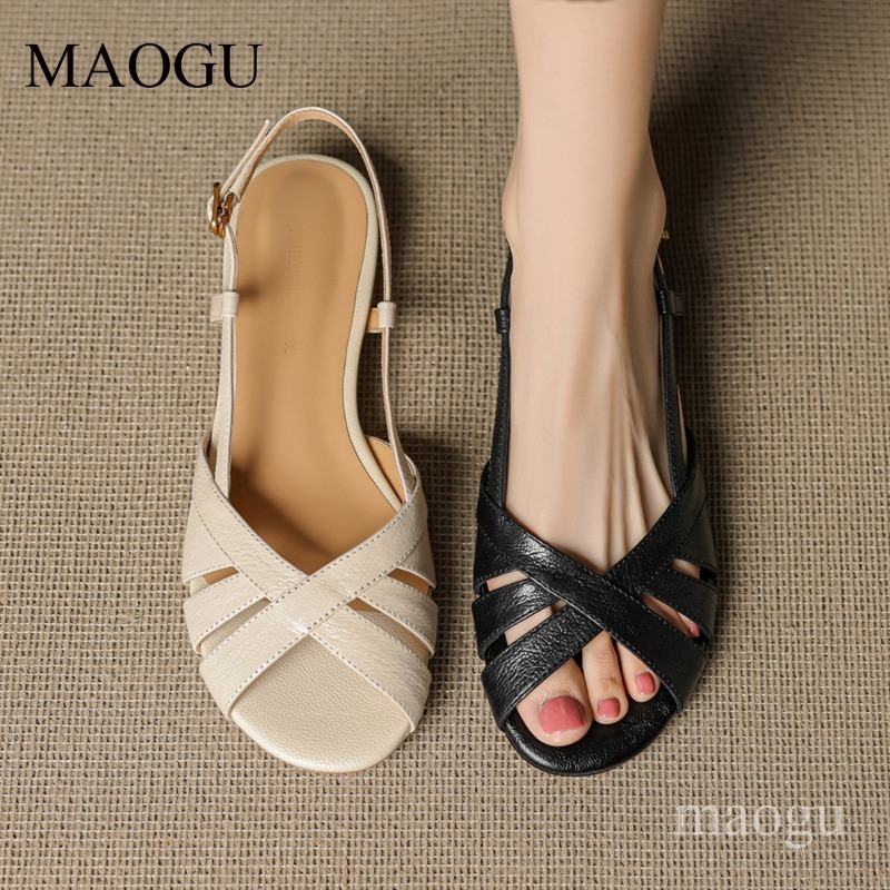 Vintage Style Women Fashion - Damskie sandały slingback z okrągłym noskiem,