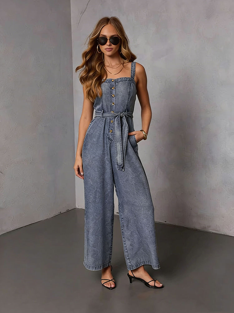 Vintage Fashion Jeans - Letnie damskie kombinezony jeansowe w stylu