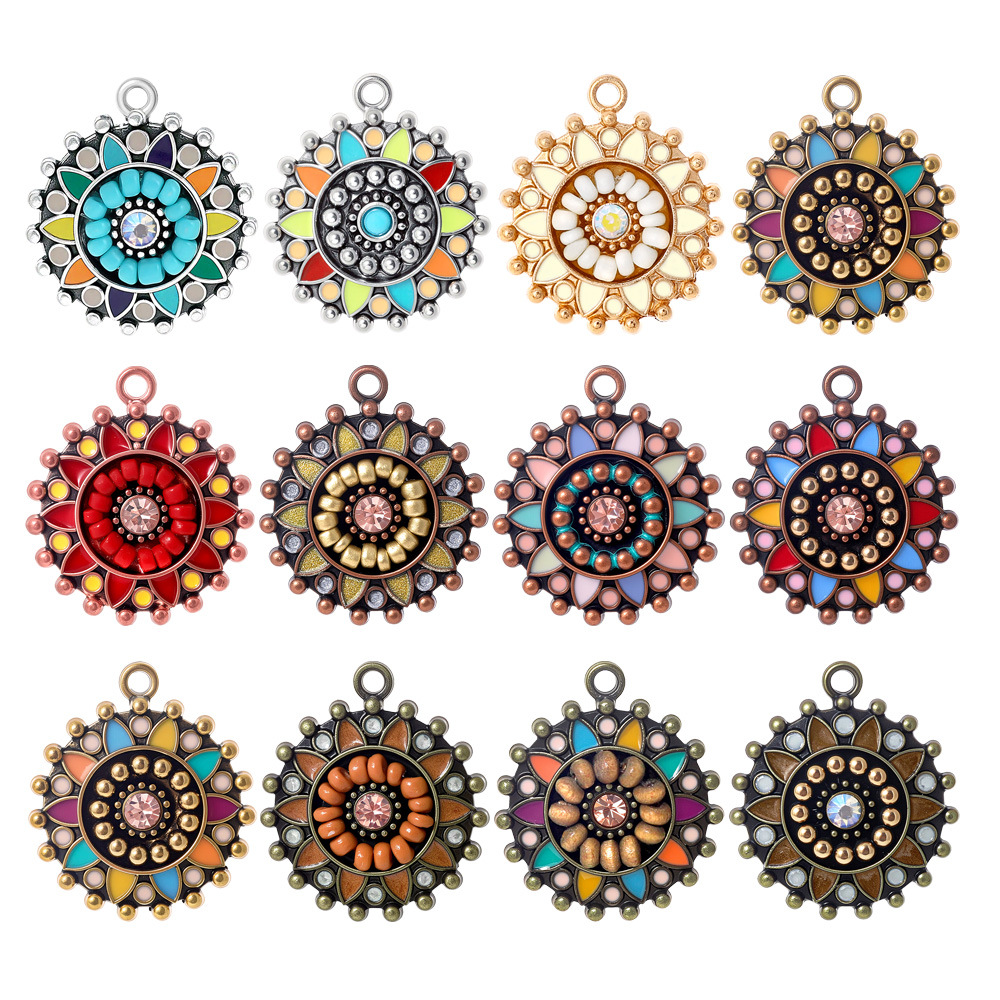 Vintage Fashion Earrings - Vintage Bohemia Etniczne Emaliowane Okrągłe Zawieszki