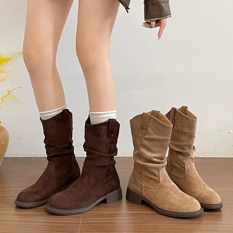 Vintage Style Women Fashion - Damskie botki w stylu western z