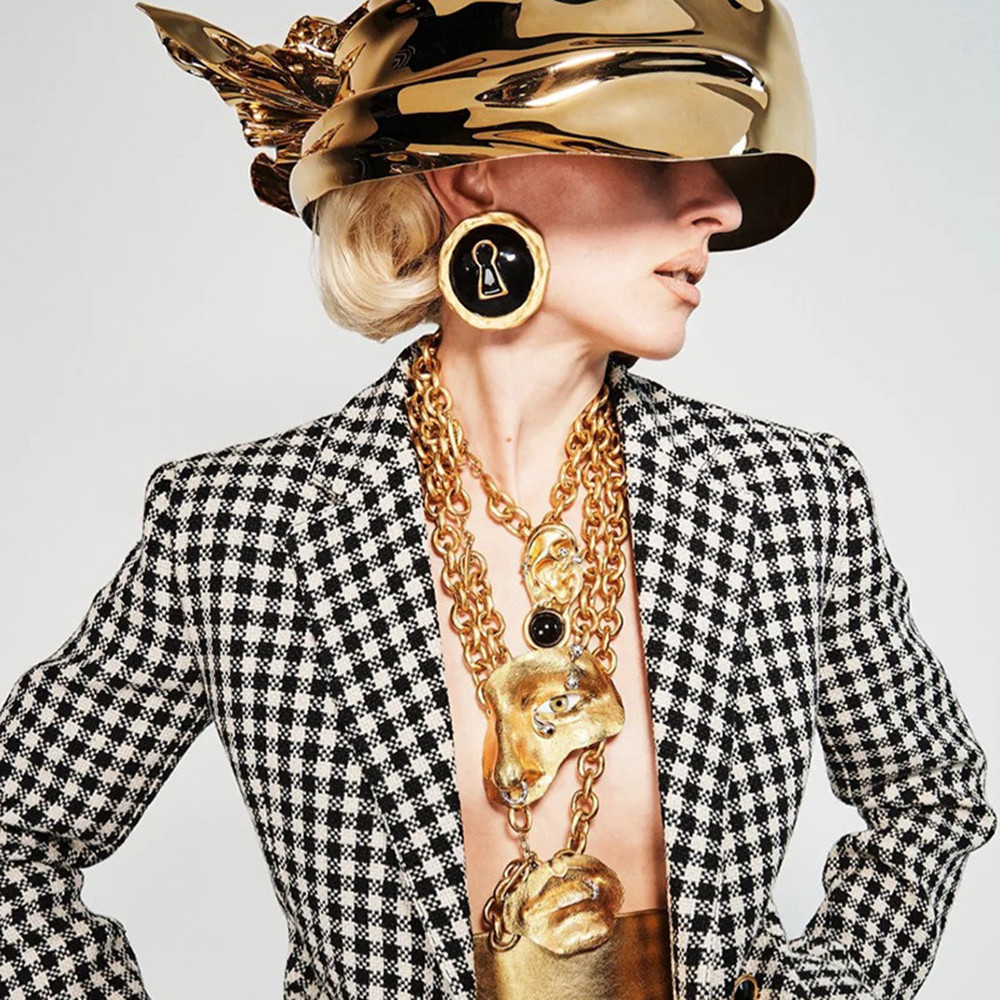 Vintage Fashion Collection - Przesadzone Czarne Emaliowane Okrągłe Kolczyki Sztyfty