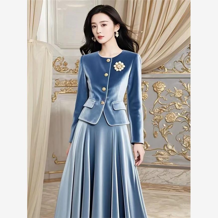 French Vintage Fashion - Dwuczęściowy zestaw French Vintage Elegancki niebieski