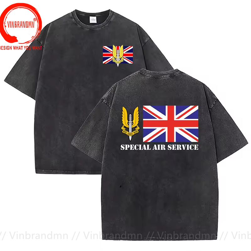 Vintage Fashion Uk - Koszulka z bawełny vintage, efekt sprania,