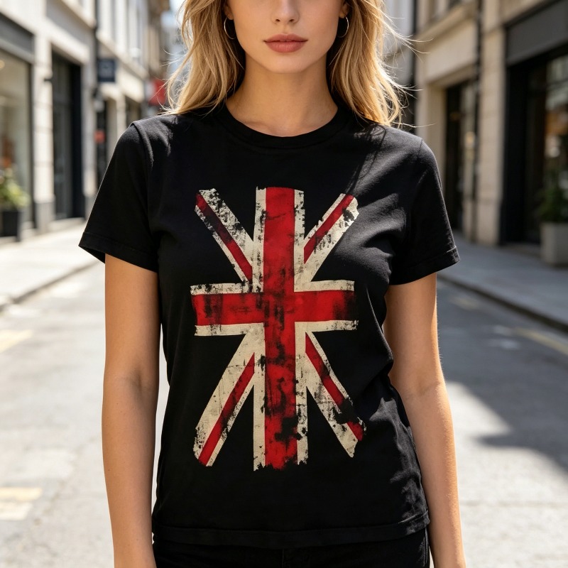 Koszulka z grafiką Union Jack, – Vintage Fashion Uk recenzja i cena