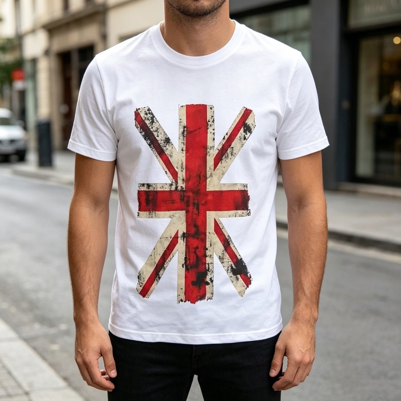 Koszulka z grafiką Union Jack, – Vintage Fashion Uk recenzja i cena
