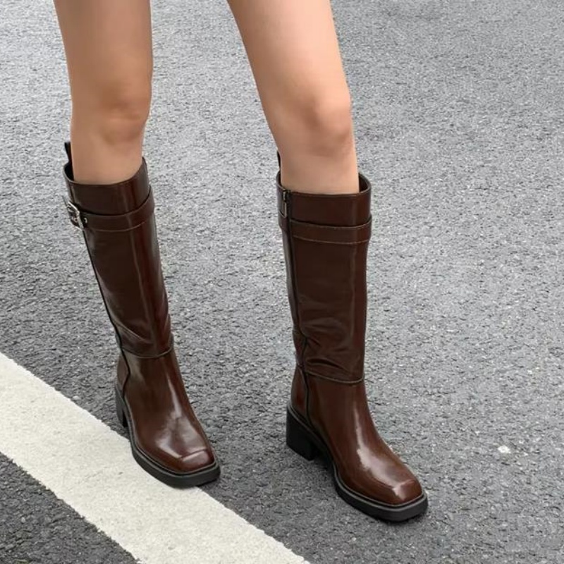 Brytyjskie brązowe kozaki do k – Vintage Style Women Fashion recenzja i cena